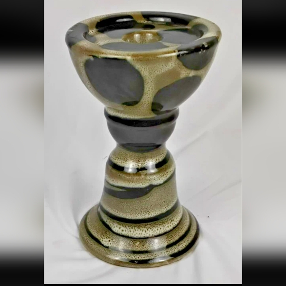 Bombay Company Ceramic Pedestal Candle Holder Reactive Drip Glaze Vintage